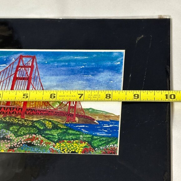 Signed Carlos Cuzma bridge 10x 8” unframed matted hand colored laser print - Picture 4 of 6